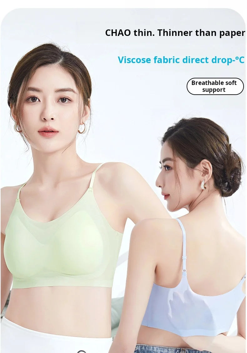 Summer Seamless Ultra-Thin Ice Silk Bra Women Sexy Push Up Bra Intimates Wireless Bralette Underwear Air Cooling Brassiere