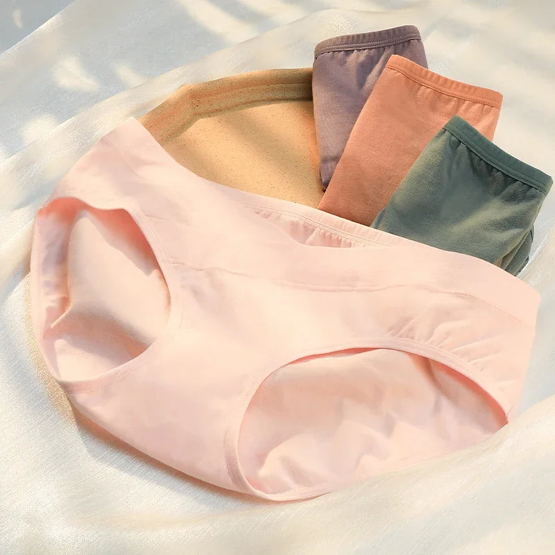 Women's antibacterial underwear, girl's pure cotton triangle pants, mid-rim seamless bottom pants, breathable