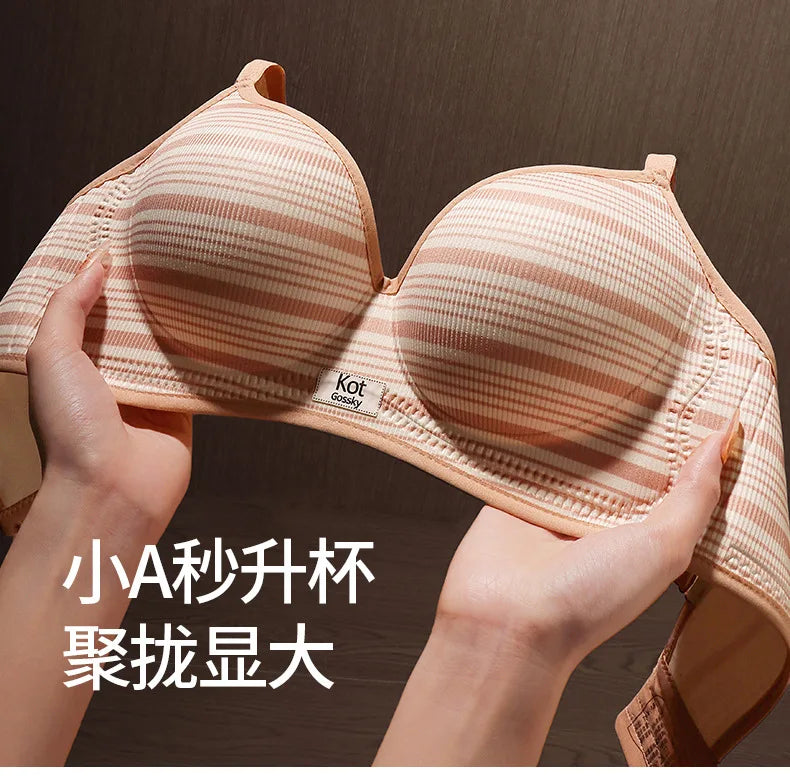 Striped Sexy Gathering, Large Thickened Cup, No Empty Cup, No Mark, No Steel Ring, Lingerie for Women