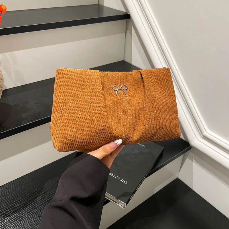 Corduroy Travel Cosmetic Bag Portable Storage Bag Purses Women Large Capacity Clutch Shoulder Bags