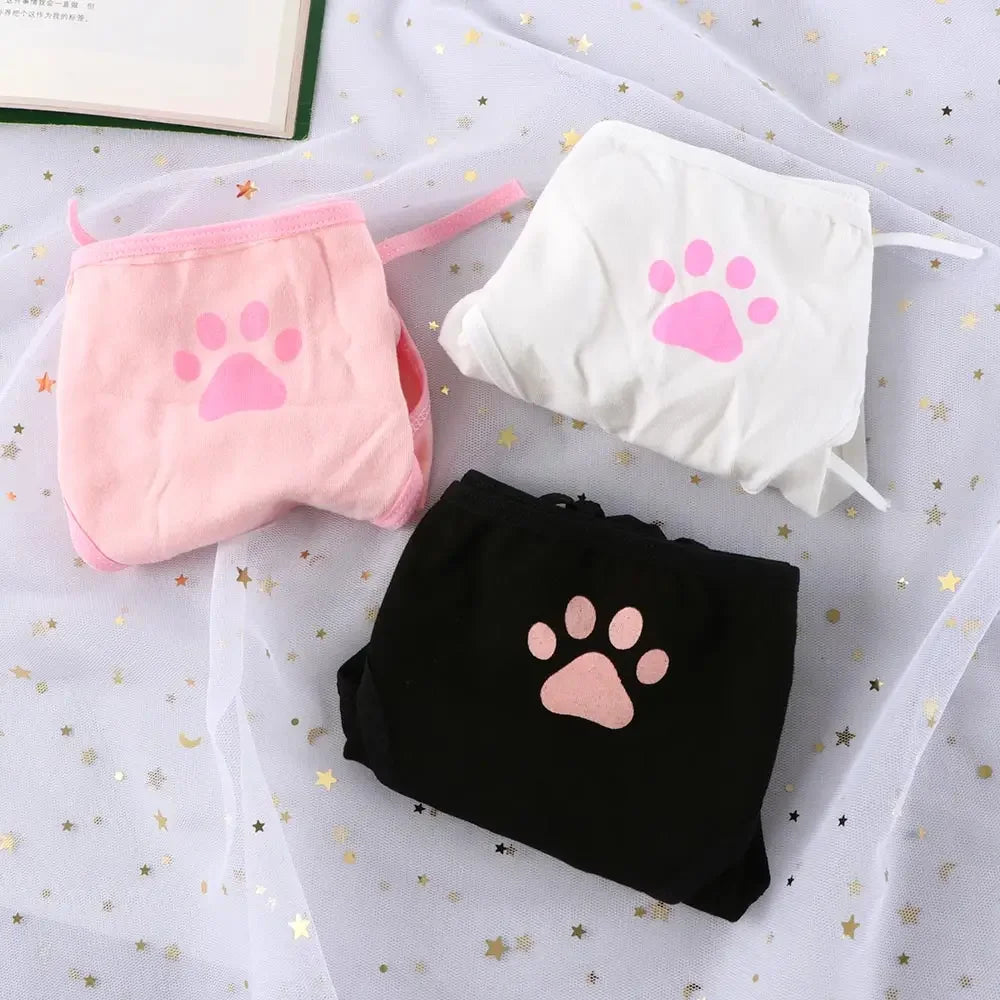 1-4Pcs Sexy Bandage Lolita Panties Low Waist Lingerie Cute Claw Women's Briefs Low Waist Animation Underwear Black,Pink,White