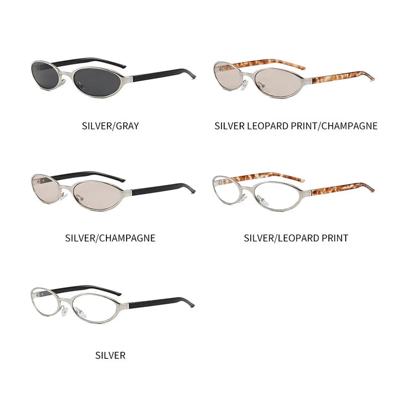 Women‘s Small Oval Sunglasses UV400 Protection Mini Shades Y2K Retro Tiny Slim Oval Frame Glasses for Men Women Daily Wear