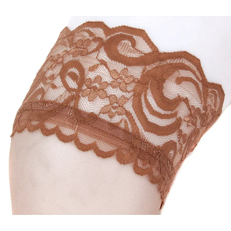 1Pair Women's Sexy Stocking Sheer Lace Thigh High Stockings Nets For Women Female Stockings Pink Purple Skin Red