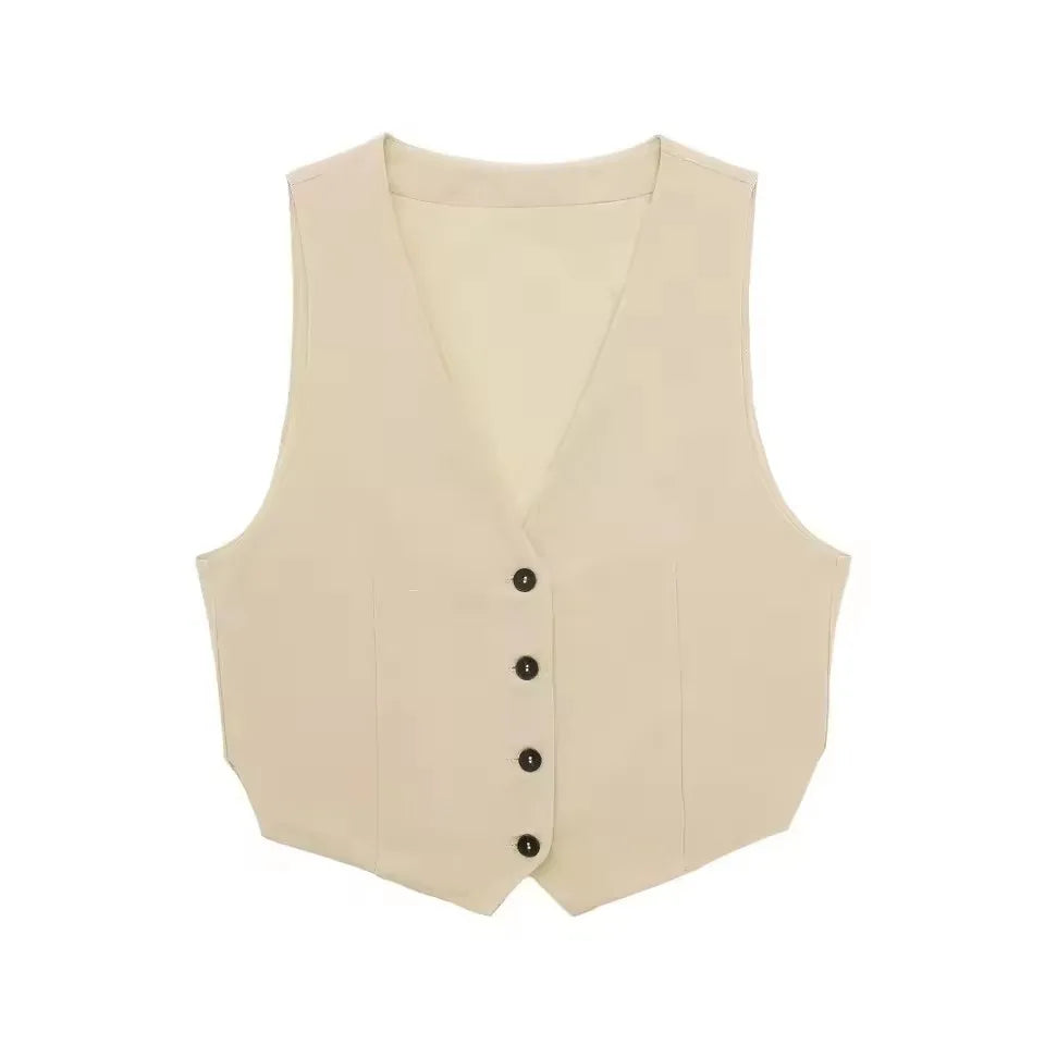 HH Women 2 Piece Vest Shorts Set V Neck Button Waistcoat High Waist Pleated Shorts Office Lady Casual Business Solid Suit