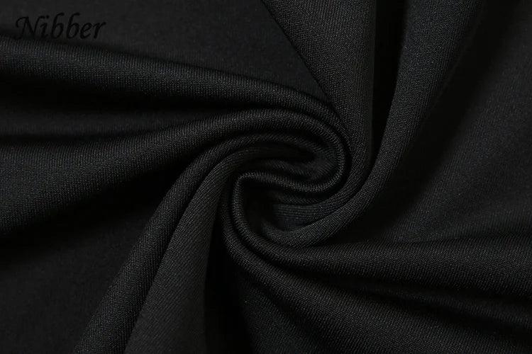 Nibber Metal Buckle 2 Piece Set Women Summer Halter Irregular Classic Tops+Skirts Skinny Solid Midnight Party Matching Suits