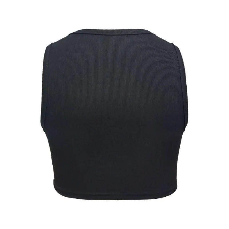 Plus Size 1XL-5XL Women's Fashionable Solid Color Round Neck Sleeveless Versatile Short Casual Vest