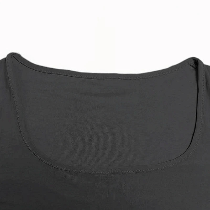 Short Sleeve T-shirt for Women Summer 2026 Solid Color Elastic Square-cut Collar slim fit Tops Sexy Y2k Street Wear Tee Fashion