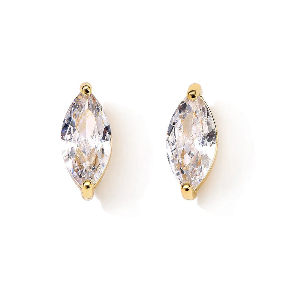ZAKOL Marquise Cubic Zircon Stud Earring for Women Girls Ladies Fashion Silver Gold Color Daily Ear Accessories
