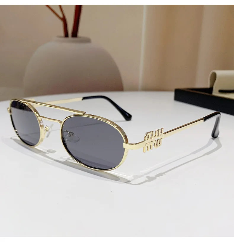 Fashion Punk Double Beam Sunglasses Women Men Retro Brand Designer Small Frame Sun Glasses Female Trendy Sunshade Eyewear UV400