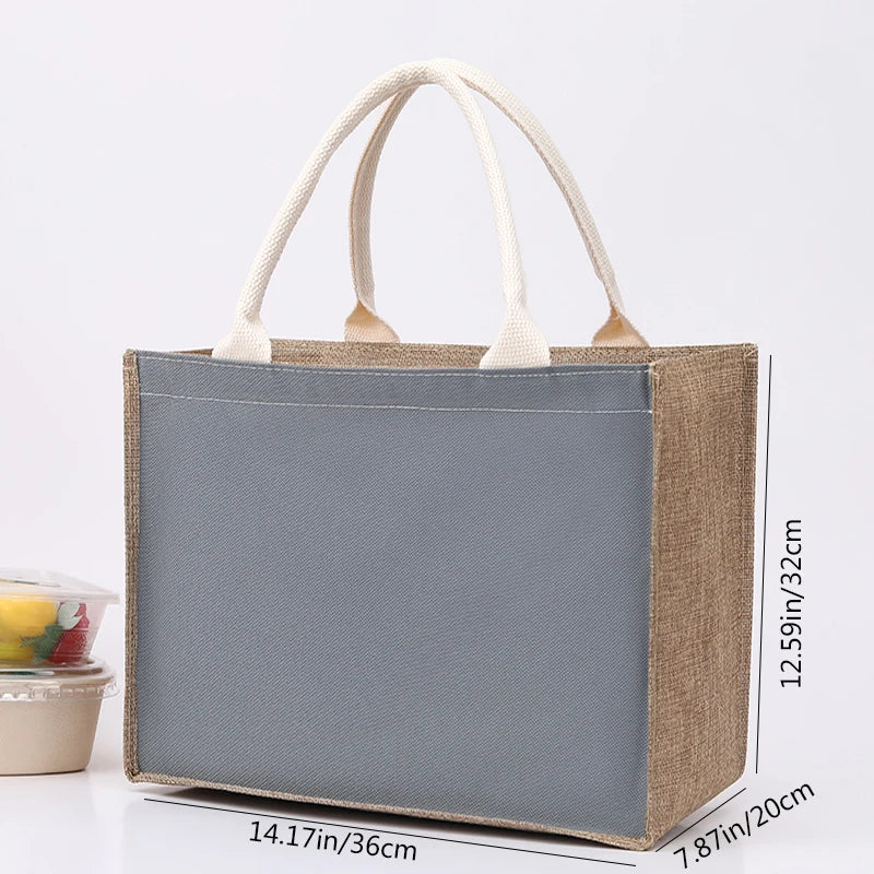 Retro single-shoulder linen bag for shopping as a gift. Yellow linen bag with printed pattern. Hand-held linen bag.