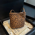 Mini Shoulder Bag Retro Leopard Print Women Crossbody Bucket Bag Fashion Ins Korean Style Faux Suede Fall New Simple Tote Bag