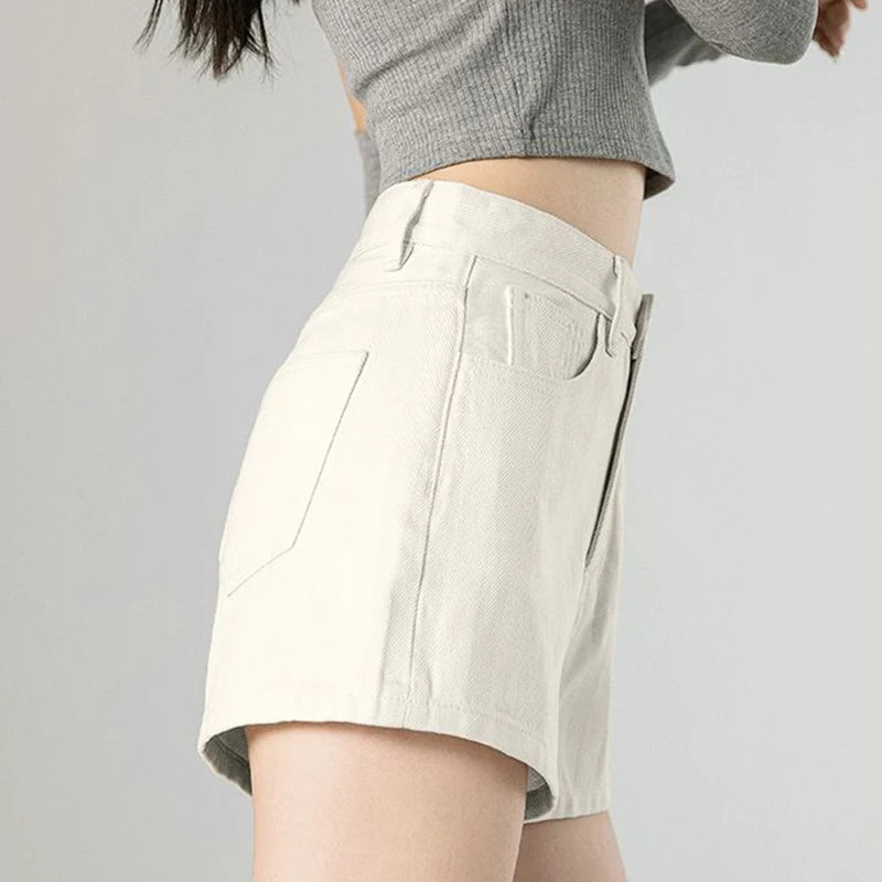 Summer Hot Sale Lady Ins Korean Thin Jeans Girls Fashion Solid High Waist Denim Shorts Women Classic Baggy Short Pants