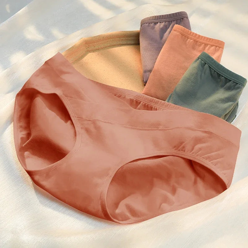 Women's antibacterial underwear, girl's pure cotton triangle pants, mid-rim seamless bottom pants, breathable