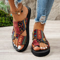 Summer Women Slippers Platform Sandals Fashion Open Toe Shoes Slip on Colorful Beach Shoe Ethnic Style Lightweight Slippers
