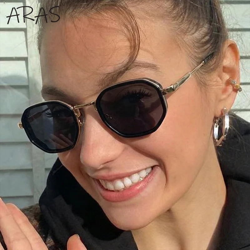 Small Frame Octagon Punk Sunglasses Women Luxury Brand Retro Geometric Metal Fashion Shades Vintage Sun Glasses Driving Eyewear