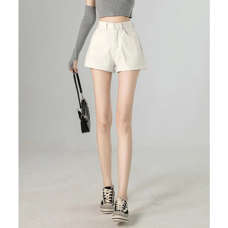 Summer Hot Sale Lady Ins Korean Thin Jeans Girls Fashion Solid High Waist Denim Shorts Women Classic Baggy Short Pants