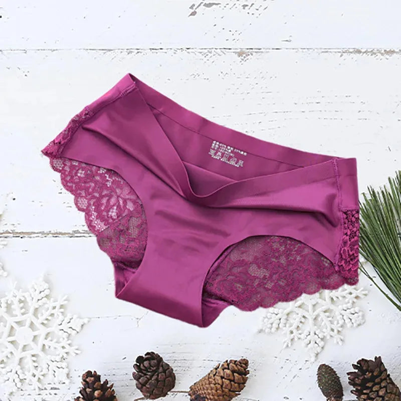 1/3PCS/Set Women's Panties Lace Underwear Sexy Lingerie Ice Silk Briefs Soft Seamless Underpants