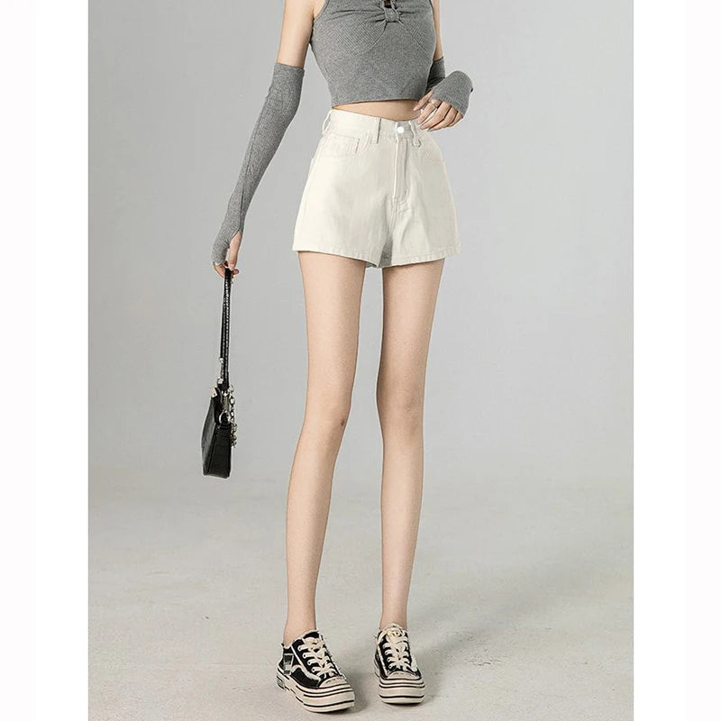 Summer Hot Sale Lady Ins Korean Thin Jeans Girls Fashion Solid High Waist Denim Shorts Women Classic Baggy Short Pants