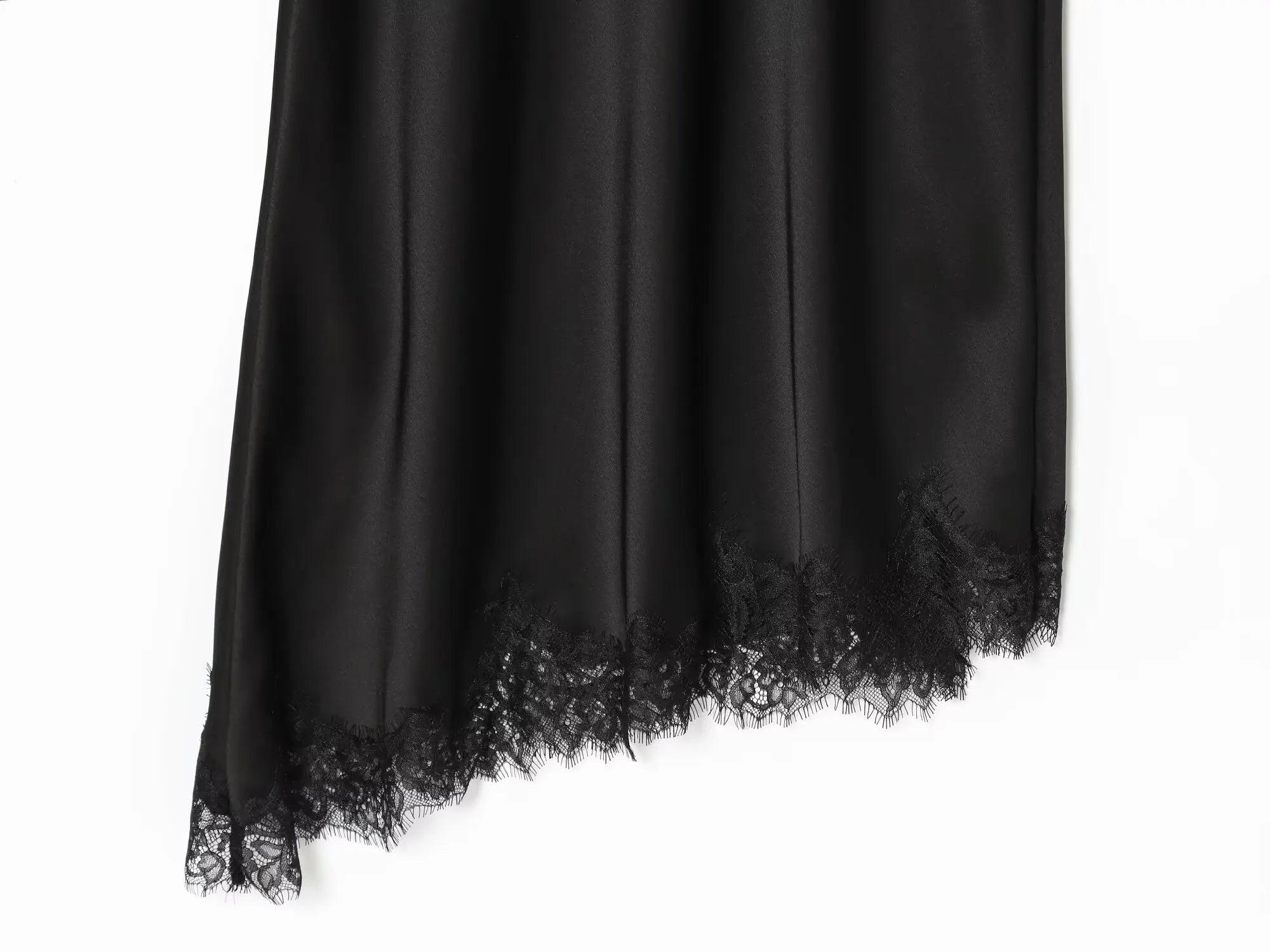 HH Fashion Soild Asymmetric Lace Satin Dress For Women's Sexy V-Neck Sleeveless Backless Slit Evening Party Slip Midi Dress