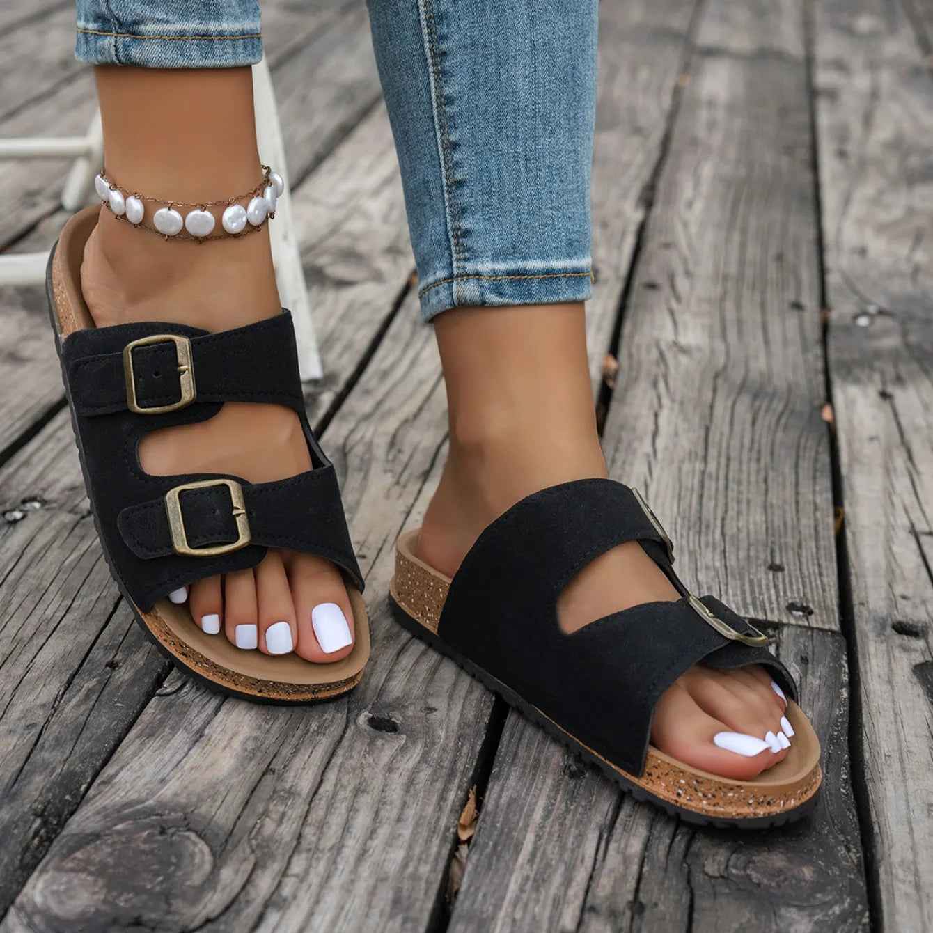 Women Slippers Platform Slides Women Summer  Slippers Classic Soft Sandals Support Adjustable Breathable Buckle Sandals