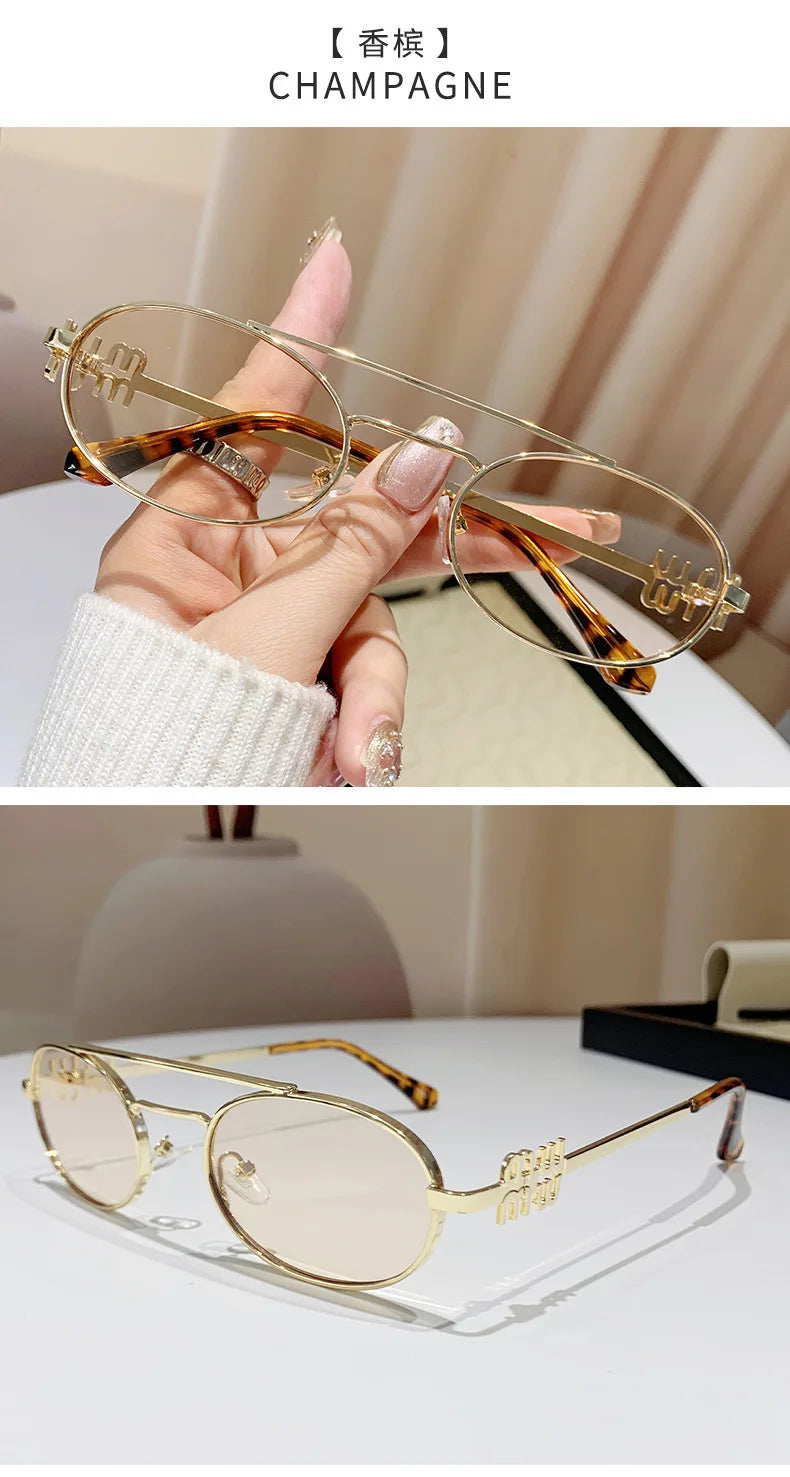 Fashion Punk Double Beam Sunglasses Women Men Retro Brand Designer Small Frame Sun Glasses Female Trendy Sunshade Eyewear UV400
