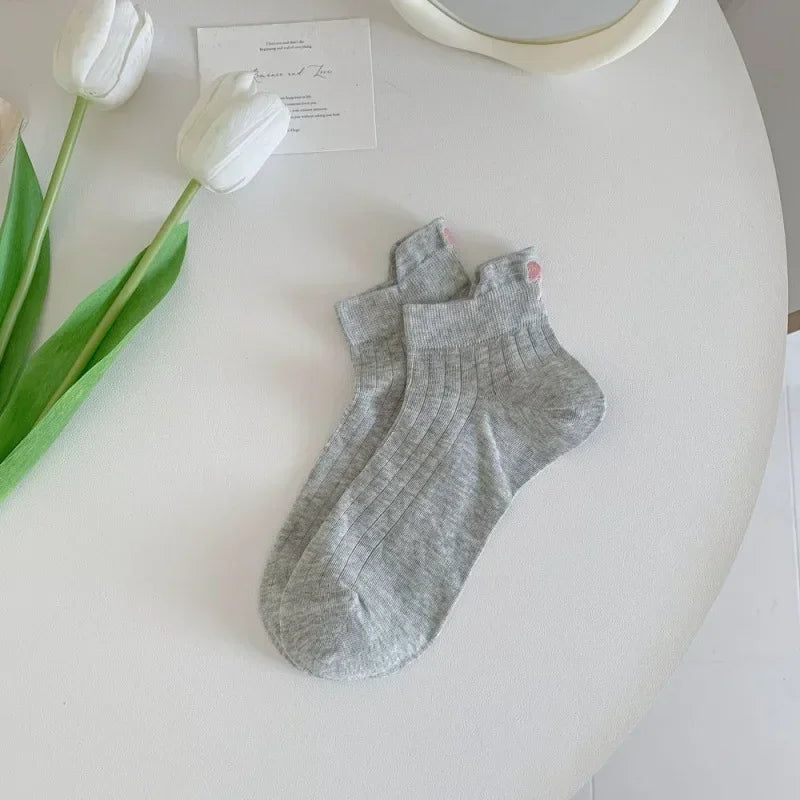 Summer Embroidery Bow Knot Short Socks Harajuku Cute Lolita Casual Funny Ankle Socks Spring Summer Breathable Female Tube Sock