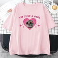 Sad Hamster Tshirt I'm Just A Girl Cartoon Printing Tee-shirt Casual Short Sleeve Summer Tshirts High Quality Girls Tees