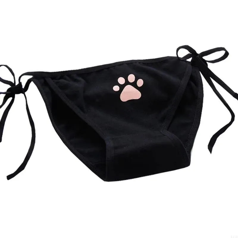 1-4Pcs Sexy Bandage Lolita Panties Low Waist Lingerie Cute Claw Women's Briefs Low Waist Animation Underwear Black,Pink,White