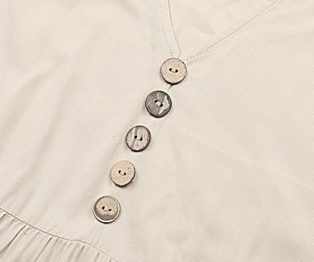 Casual Summer Midi Dress Women Sleeveless Tank V Neck Buttons Ruffle Loose Dresses Beach Soild Sundress Fashion