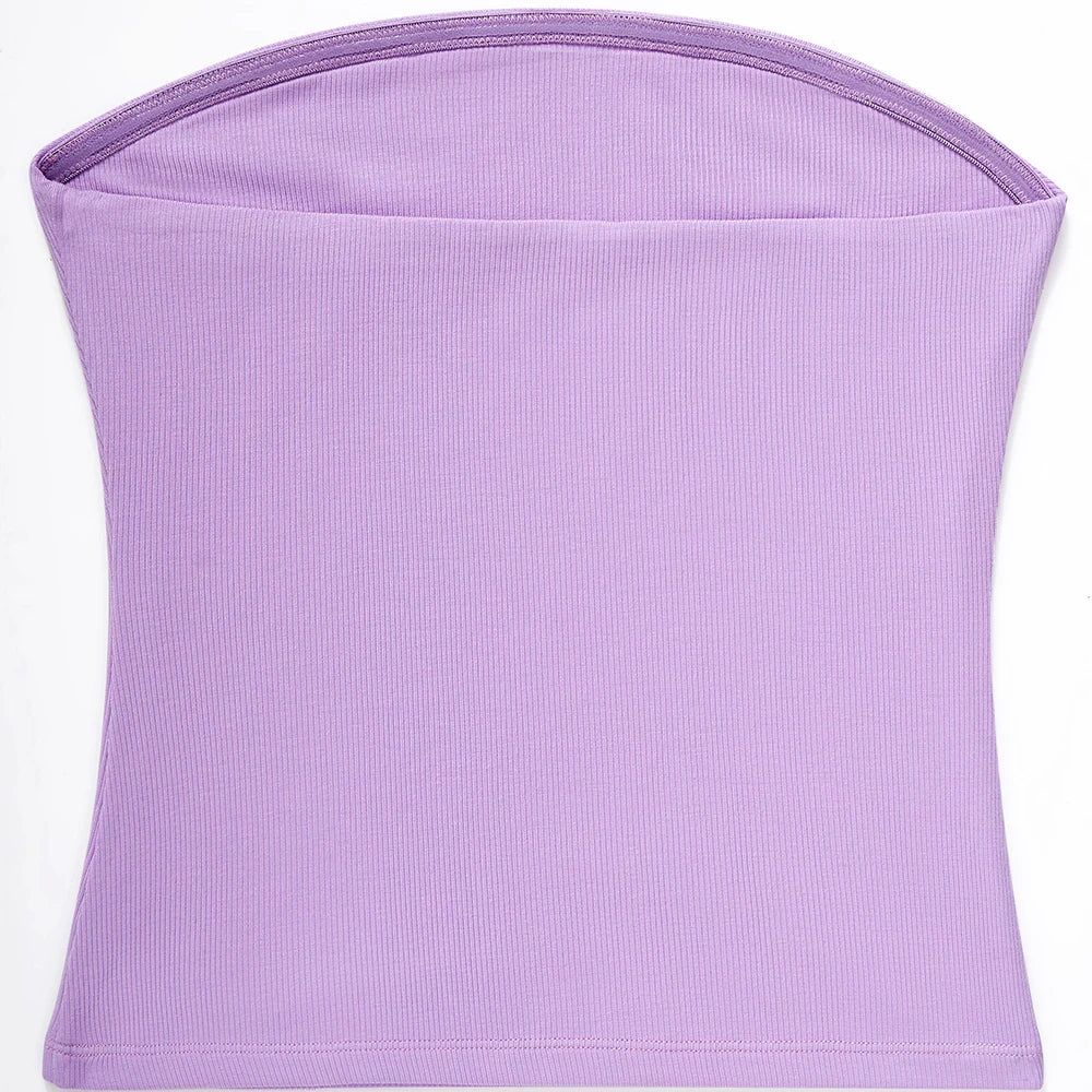 Women Y2K 2 Piece Modal Lounge Sets Double Lined Workout Sets Strapless Tube Top Low Waist Shorts Loungewear Suits Ladies