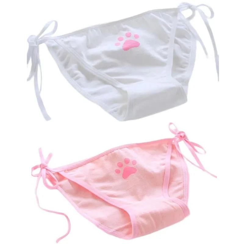 1-4Pcs Sexy Bandage Lolita Panties Low Waist Lingerie Cute Claw Women's Briefs Low Waist Animation Underwear Black,Pink,White