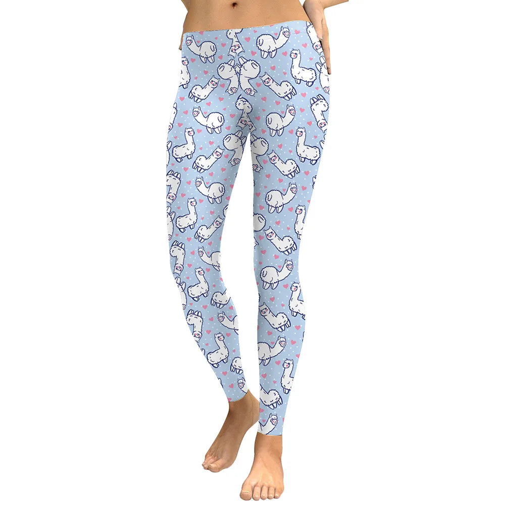 Women Leggings Lovely Animal Hologrephic Digital Print Fitness legging High Waist Workout Pants Casual Street Leggins