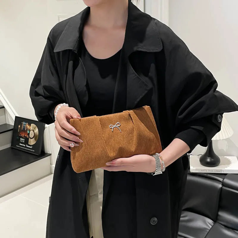 Corduroy Travel Cosmetic Bag Portable Storage Bag Purses Women Large Capacity Clutch Shoulder Bags