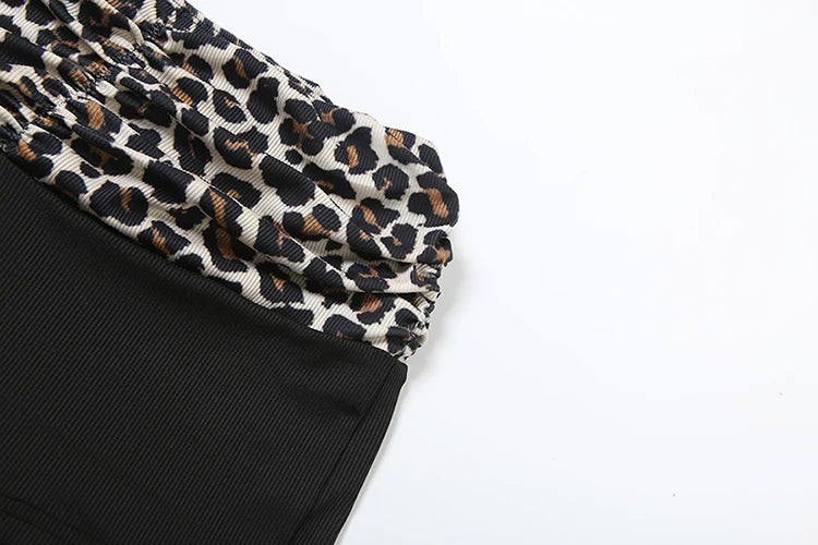 Nibber Sexy Leopard Print Women 2 Piece Set Tracksuit Stretch Sleeveless Bodysuit Tops+Wide Waist Shorts Matching Street Outfits