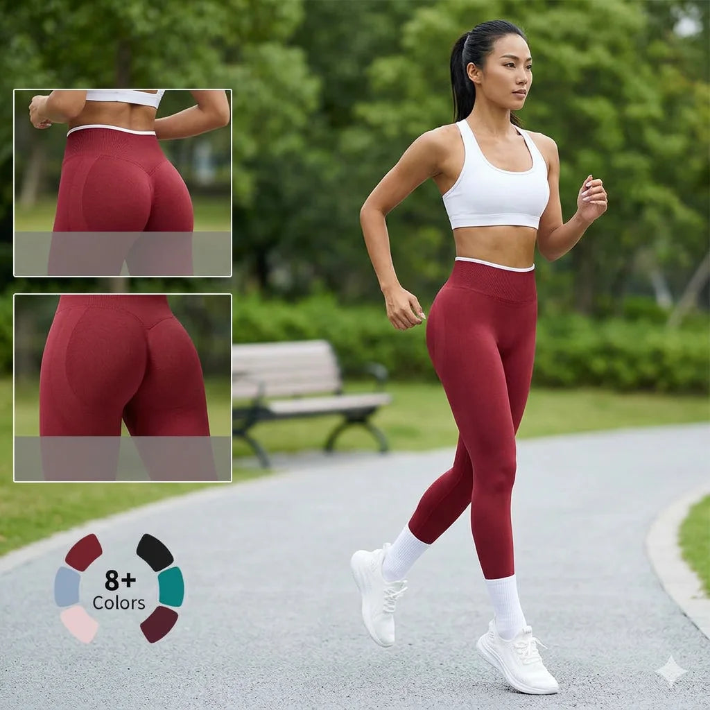 Women Elastic Waist Yoga Pants Seamless Push Up Leggings Sport Fitness Running Gym Quick Dry