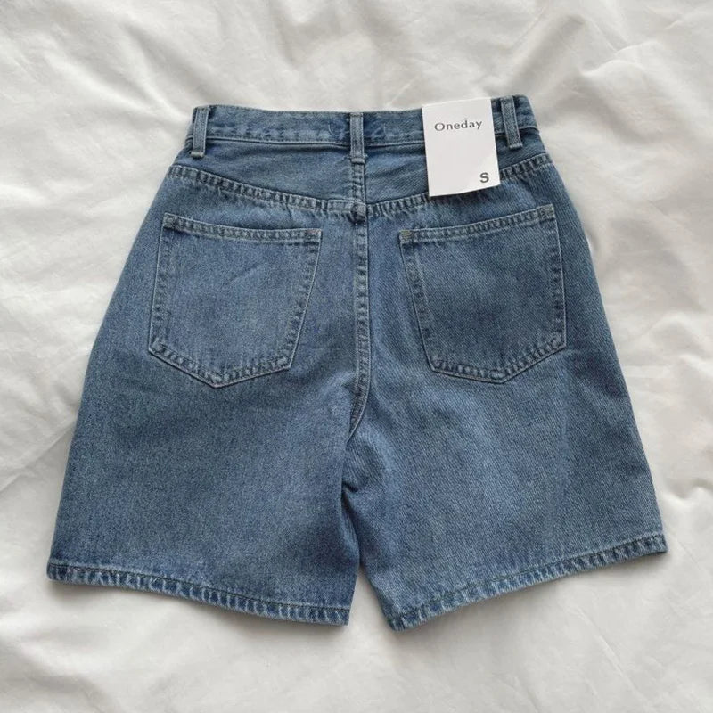 Summer Hot Sale Female Korean High Waist Jeans Lady Solid Color Thin Denim Shorts Girls Casual Fashion Daily Short Pants