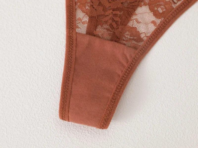 FINETOO 9Pcs Perspective T-Back Thongs Women Sexy Low Rise G-Strings Breathable Underpants Female Lace Floral Intimates Lingerie