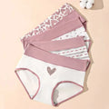 4Pcs/Set Women's Cotton Panties High Waist Printed Slim Briefs Breathable Underwear Soft Pantys Plus Size Sexy Ladies Lingerie