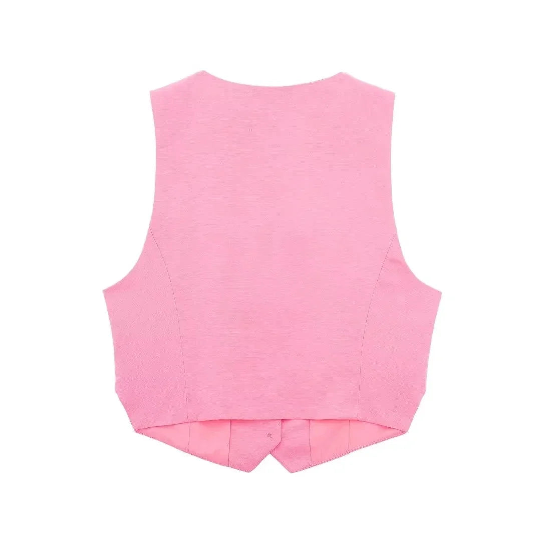 HH Women 2 Piece Vest Shorts Set V Neck Button Waistcoat High Waist Pleated Shorts Office Lady Casual Business Solid Suit