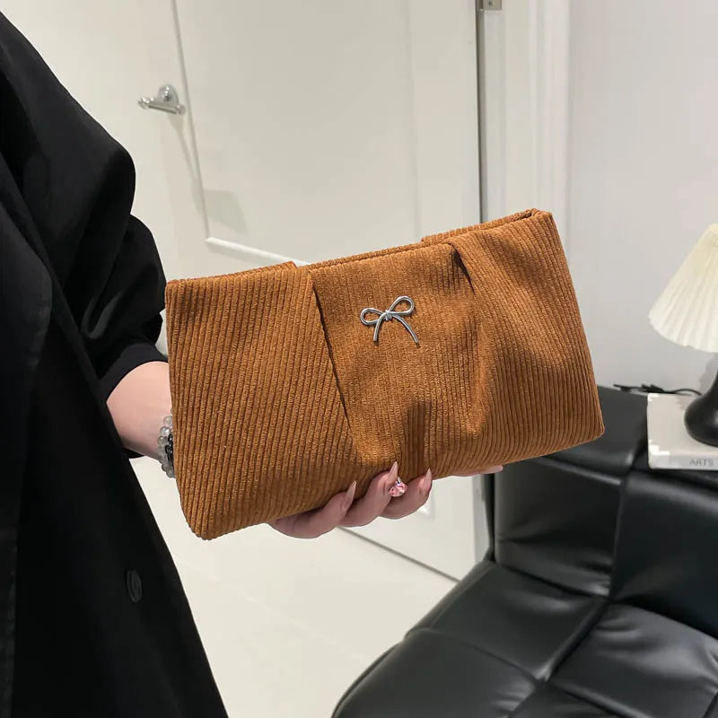 Corduroy Travel Cosmetic Bag Portable Storage Bag Purses Women Large Capacity Clutch Shoulder Bags