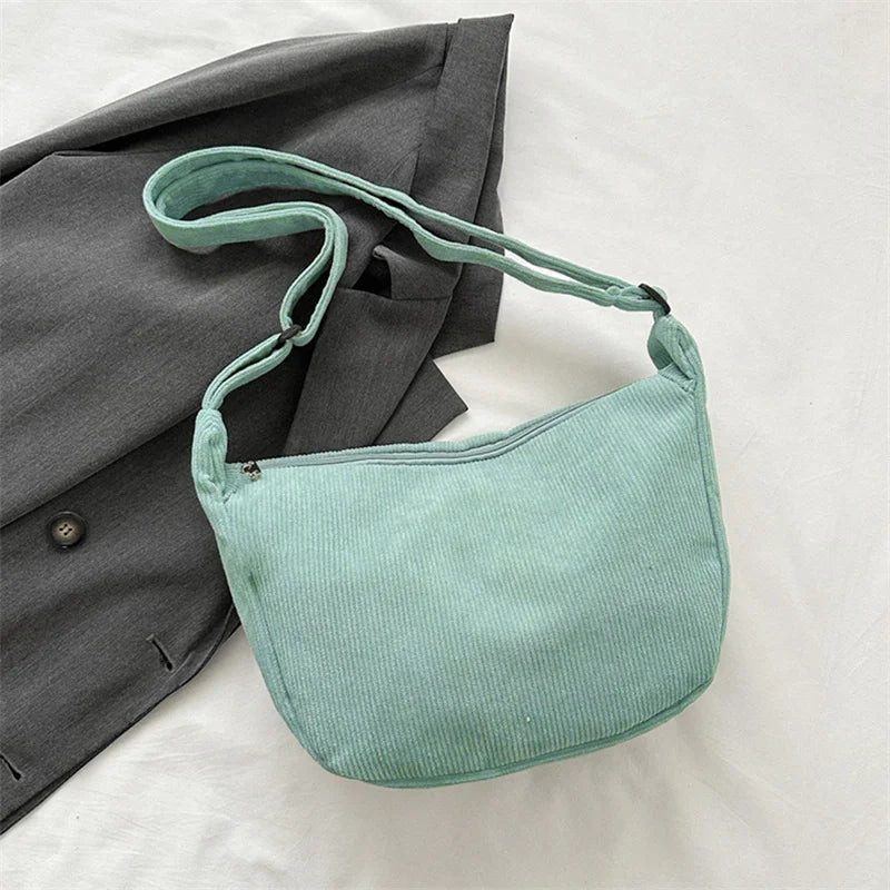 Corduroy Lazy Wind Everything Japanese Literary Single Shoulder Crossbody Student Casual Korean Female Simple Dumpling Bag