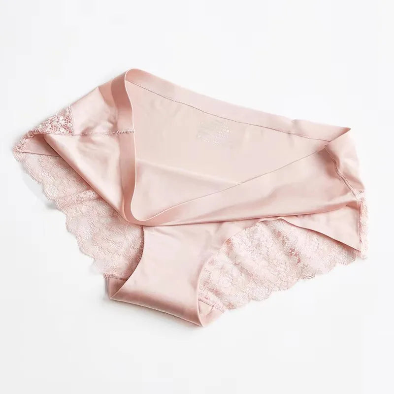 1/3PCS/Set Women's Panties Lace Underwear Sexy Lingerie Ice Silk Briefs Soft Seamless Underpants