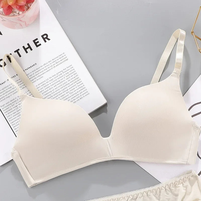 Sexy No Wire Push Up Underwear Women Seamless Bra Girls Students Breathable Thin Bras Female's Bra Breathable Gathered Lingerie