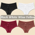 FINETOO 4PCS Floral Lace Thongs Sexy Perspective G-String Mid Waist T-back Female Breathable Intimates Brazilian Underwears