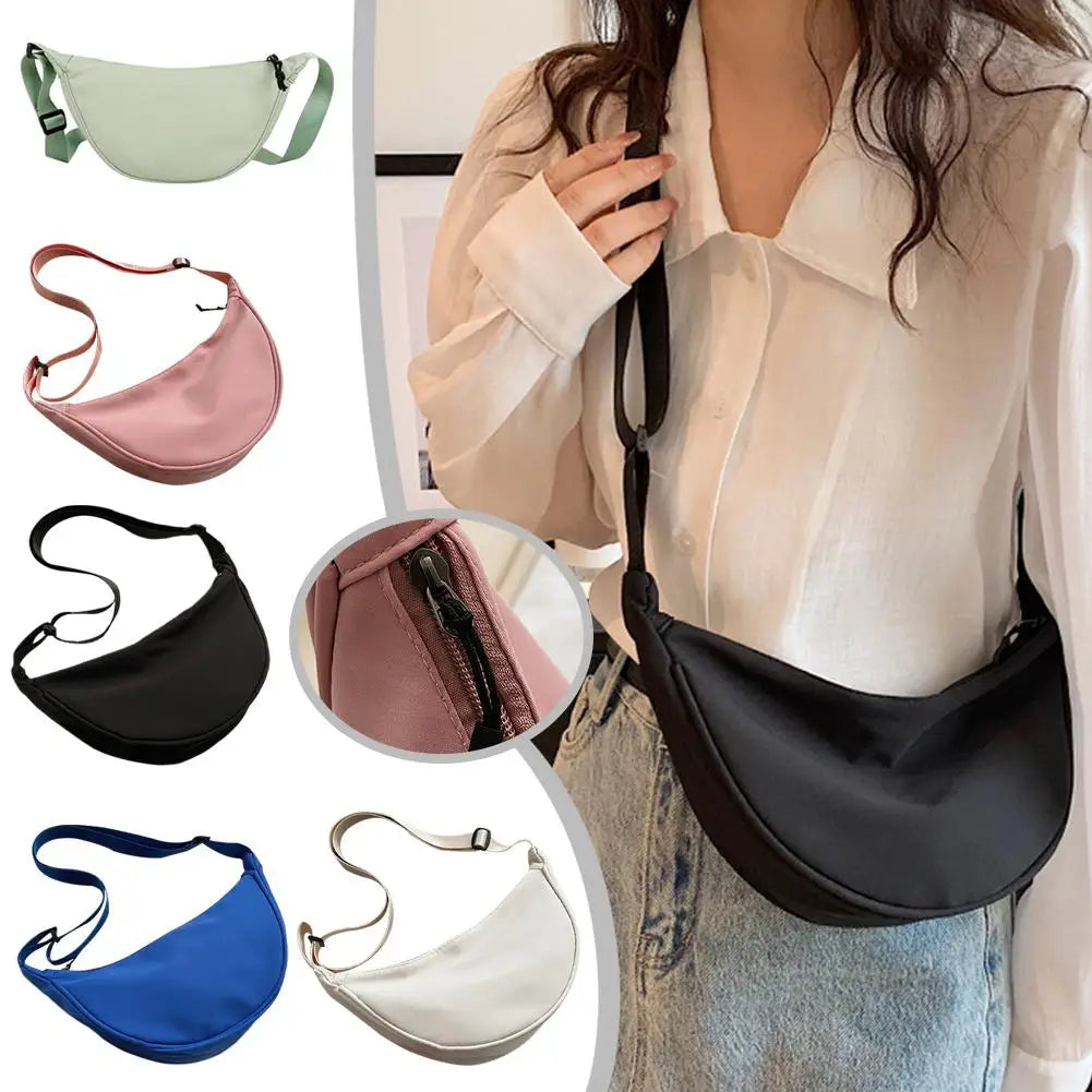 Trendy Women Casual Nylon Crossbody Bag Dumpling Bag Shoulder Bag Large Dumpling Purse Casual Women's Crossbody Bags