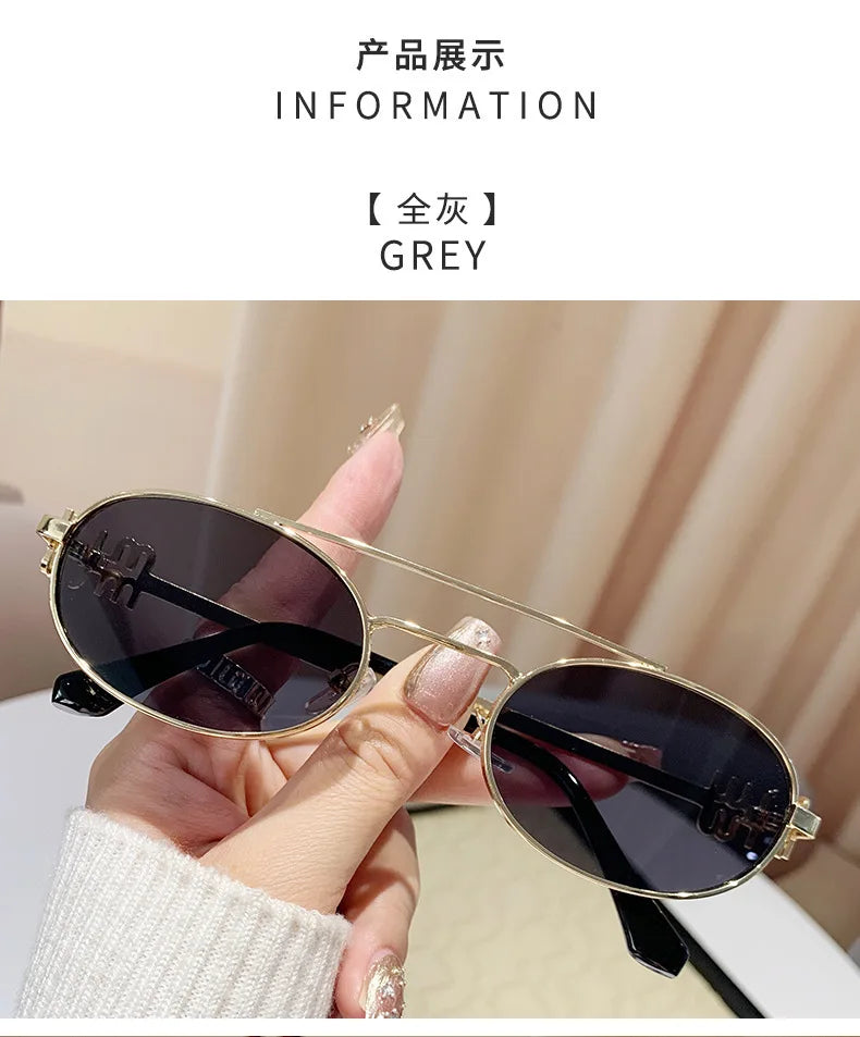 Fashion Punk Double Beam Sunglasses Women Men Retro Brand Designer Small Frame Sun Glasses Female Trendy Sunshade Eyewear UV400