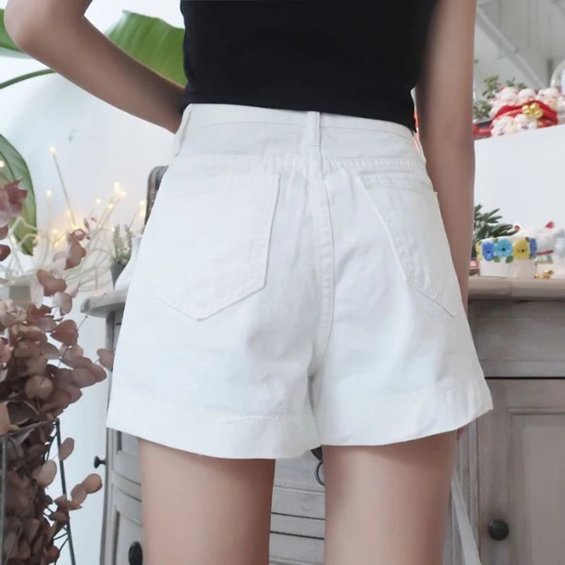 Summer Hot Sale Lady Ins Korean Thin Jeans Girls Fashion Solid High Waist Denim Shorts Women Classic Baggy Short Pants