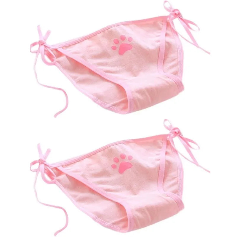 1-4Pcs Sexy Bandage Lolita Panties Low Waist Lingerie Cute Claw Women's Briefs Low Waist Animation Underwear Black,Pink,White