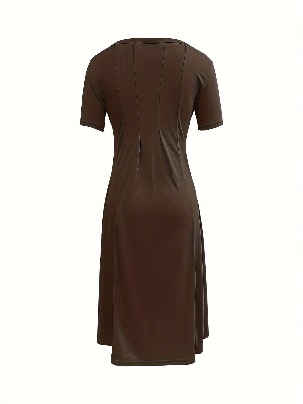 2024 Summer Women's Top Selling Round Neck Short Sleeve Solid Color Flare Dress