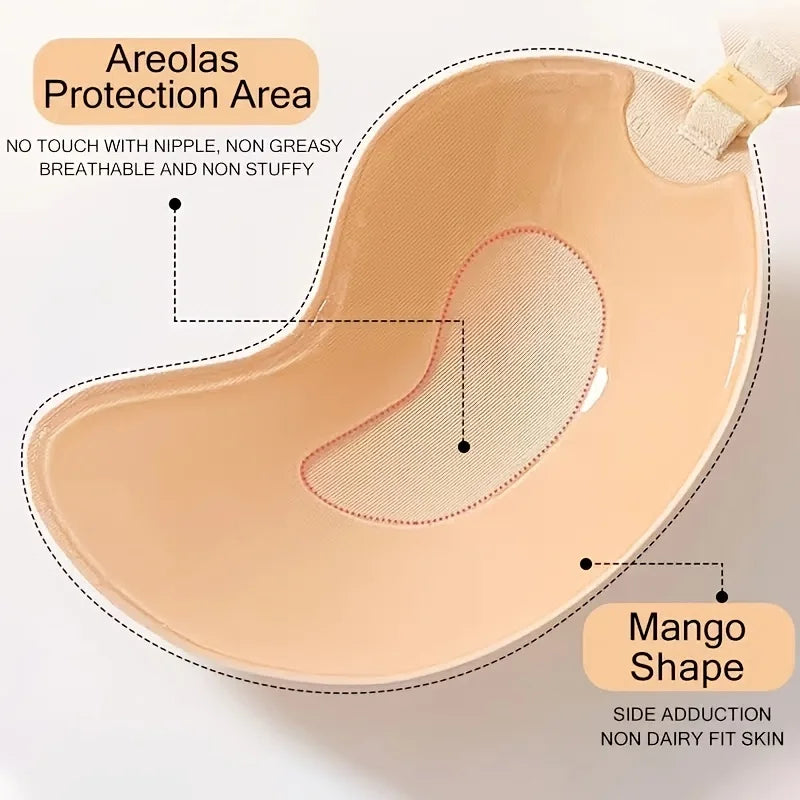 Women Invisible Silicone Mango Bra Sexy Strapless & Seamless Push Up Stick-On Bra Front Closure Lingerie & Underwear Accessories